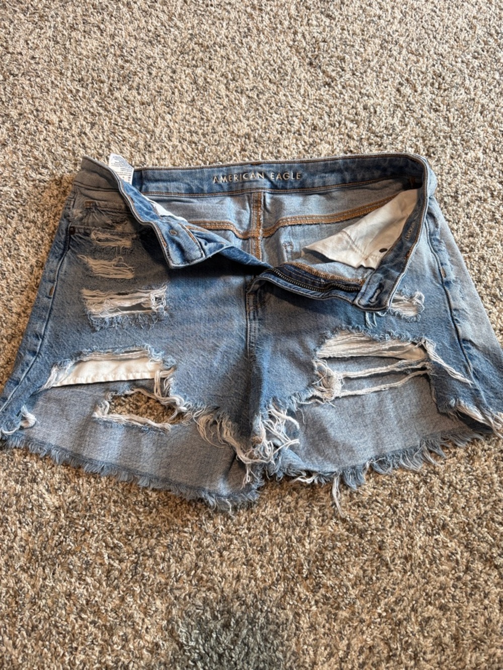 American Eagle Outfitters Light Blue Ripped Denim Shorts